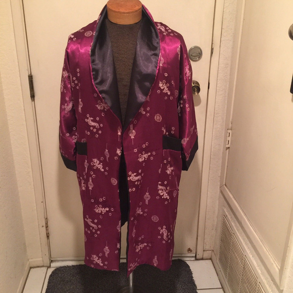 Other - Reversible Kimono Robe Embroidered Dragon Purple Other - Reversible Kimono Robe Embroidered Dragon Purple